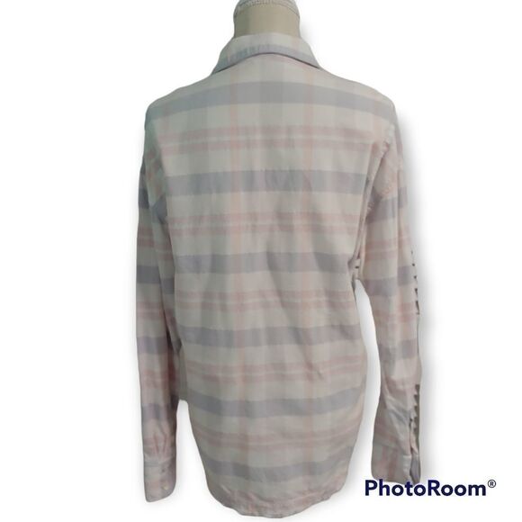 Free People Loveland pink white pastel plaid western button down wtop - Picture 3 of 6